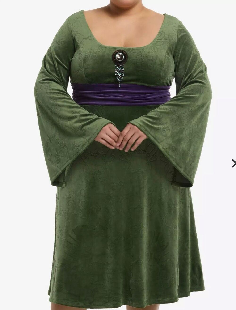 Her Universe Star Wars Padme Green Velvet Bell Sleeve Dress Plus Size 1 Nwt